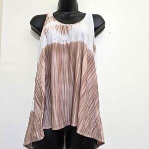 SADIE & SAGE‎ size Small Tie Dye Scoopneck Tank Racerback Flowy White Brown